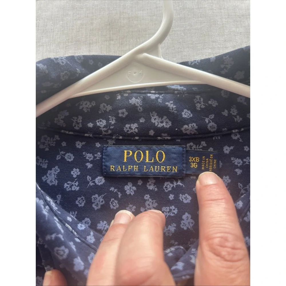 Polo Ralph Lauren Men's Navy Floral Polo Shirt  SZ 3XB USED